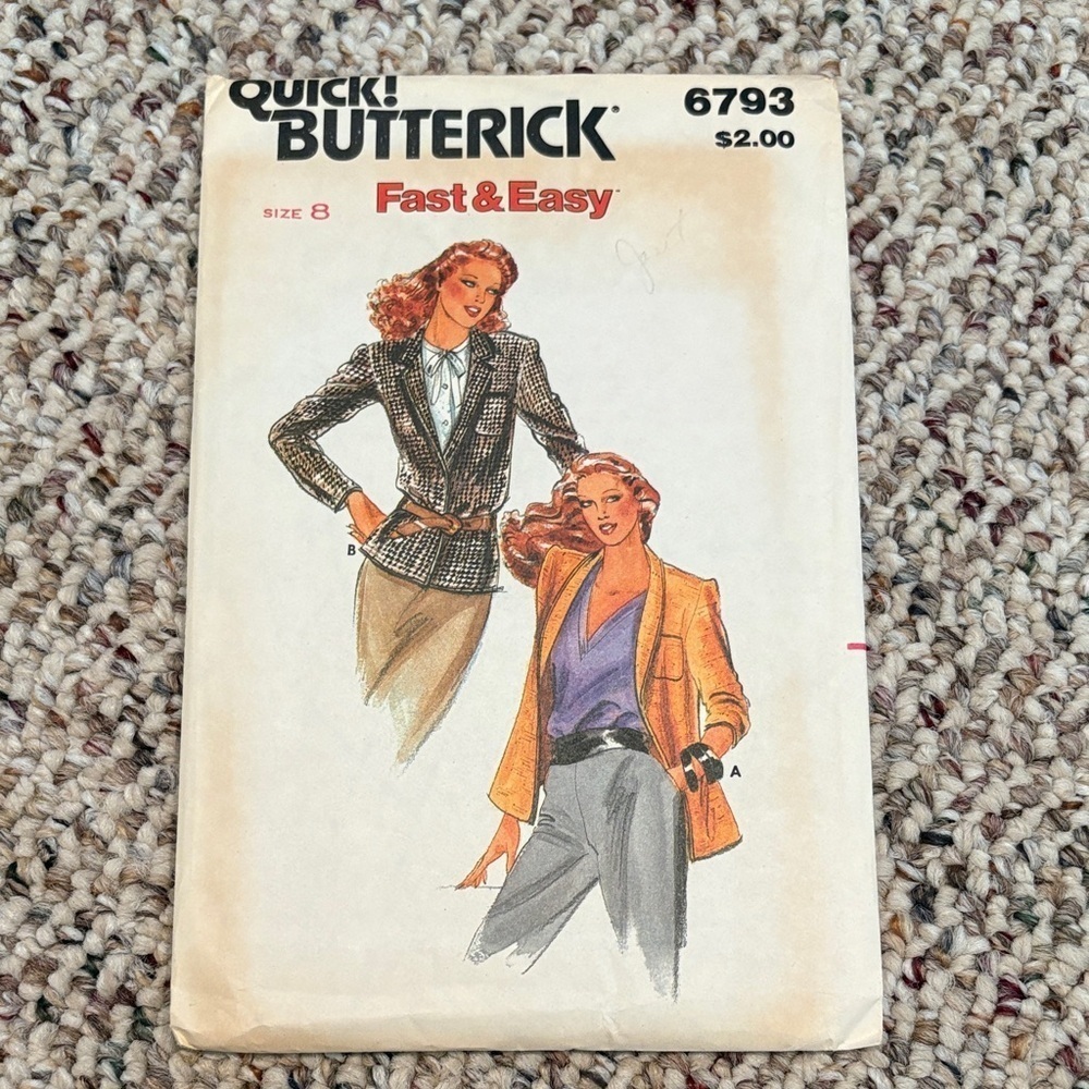 Butterick Blazer Sewing Pattern 6793. Size 8